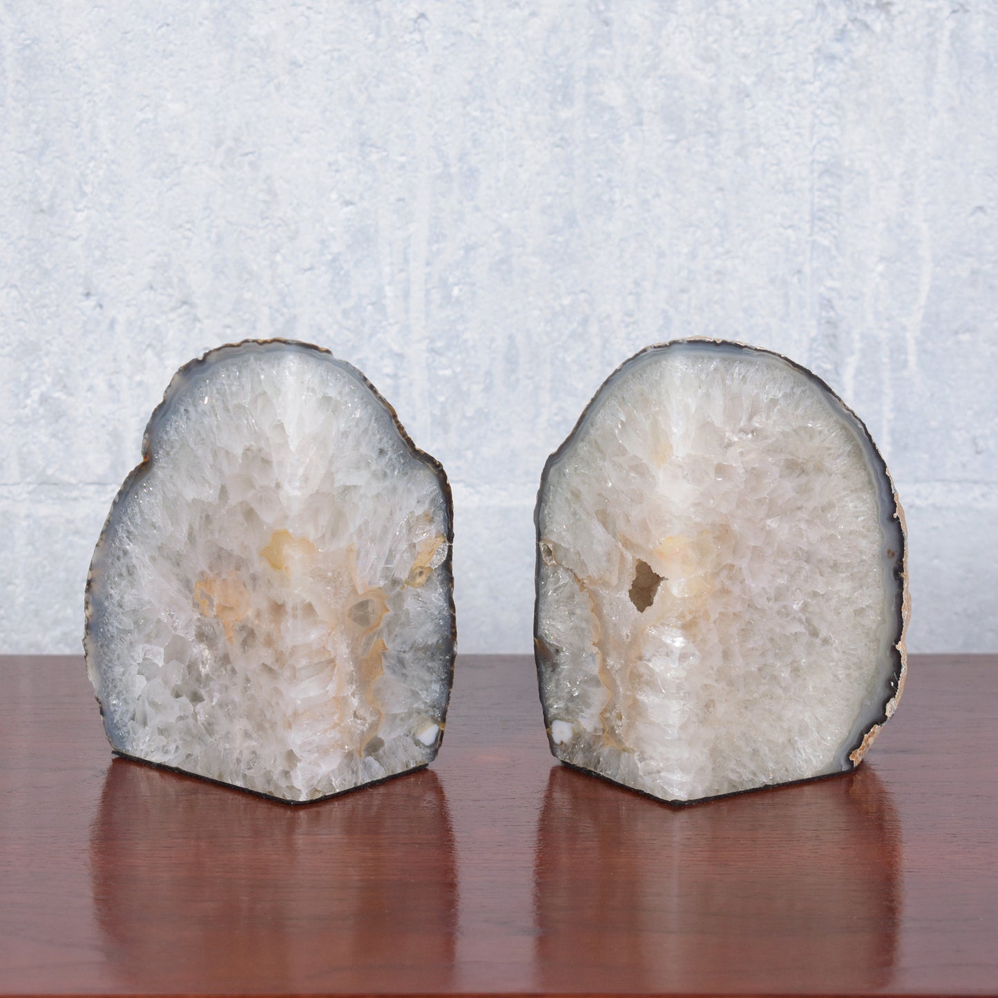 Natural Amethyst Bookends: Elegant Geode Décor for Home or Office
