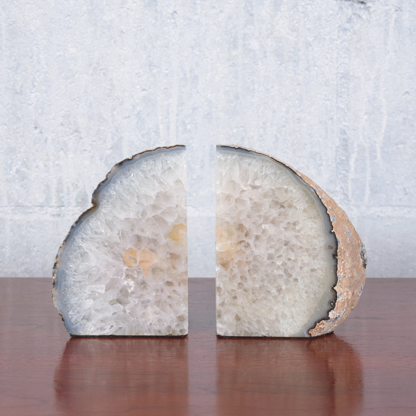 Natural Amethyst Bookends: Elegant Geode Décor for Home or Office