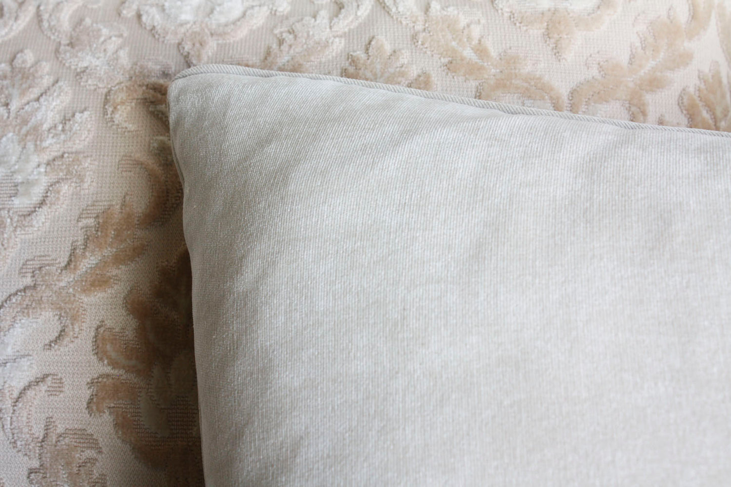 Early 1900 Pillows with Raised Floral Pattern & Ivory Velvet