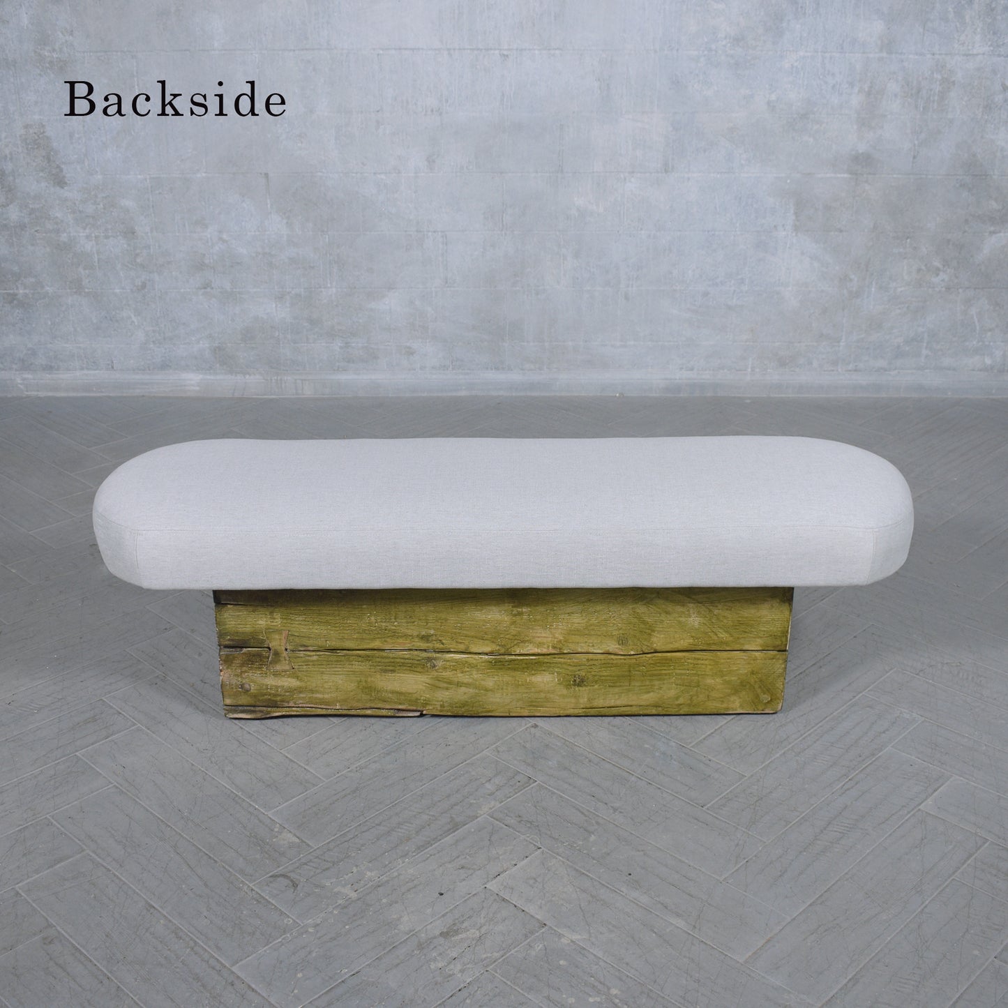 Restored Modern Slab Bench with Cushion
