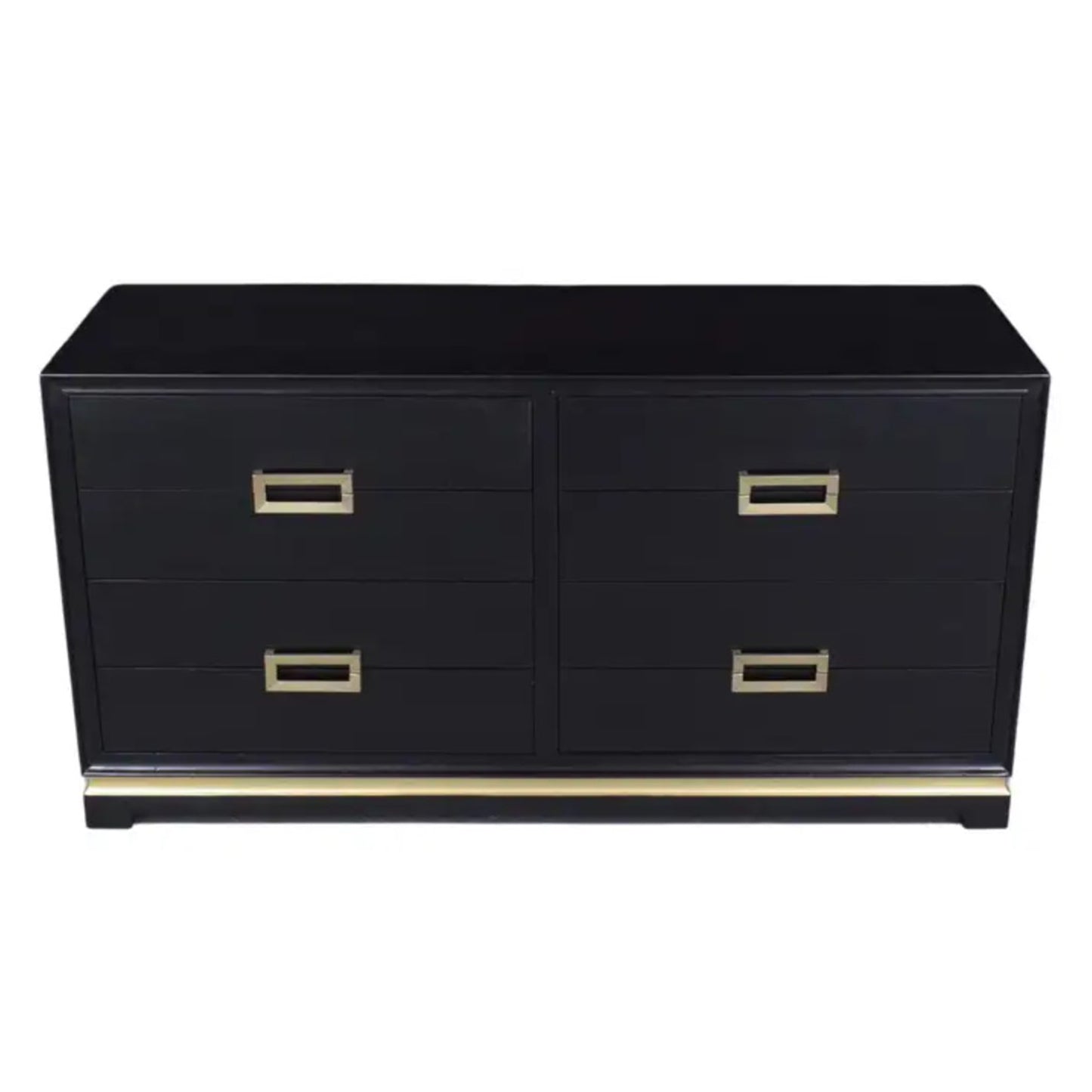 Ebonized 1960s Mid-Century Modern Dresser with Brass Accents