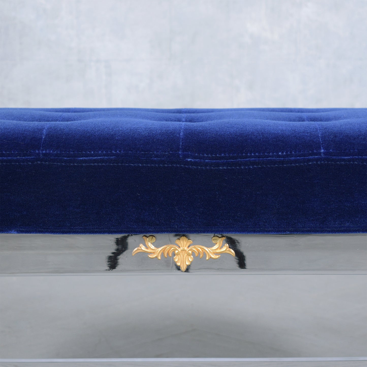 Fully Restored 1960s Mid-Century Modern Navy Blue Mohair Velvet Bench