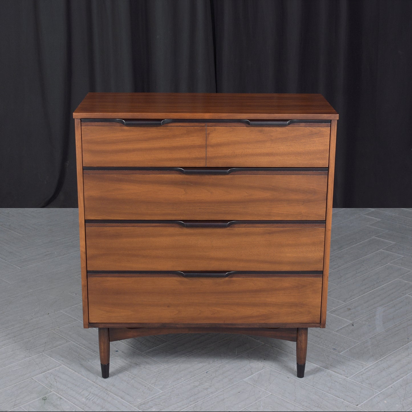 Handcrafted Modern Walnut Dresser: Two-Tone with High-Gloss Finish