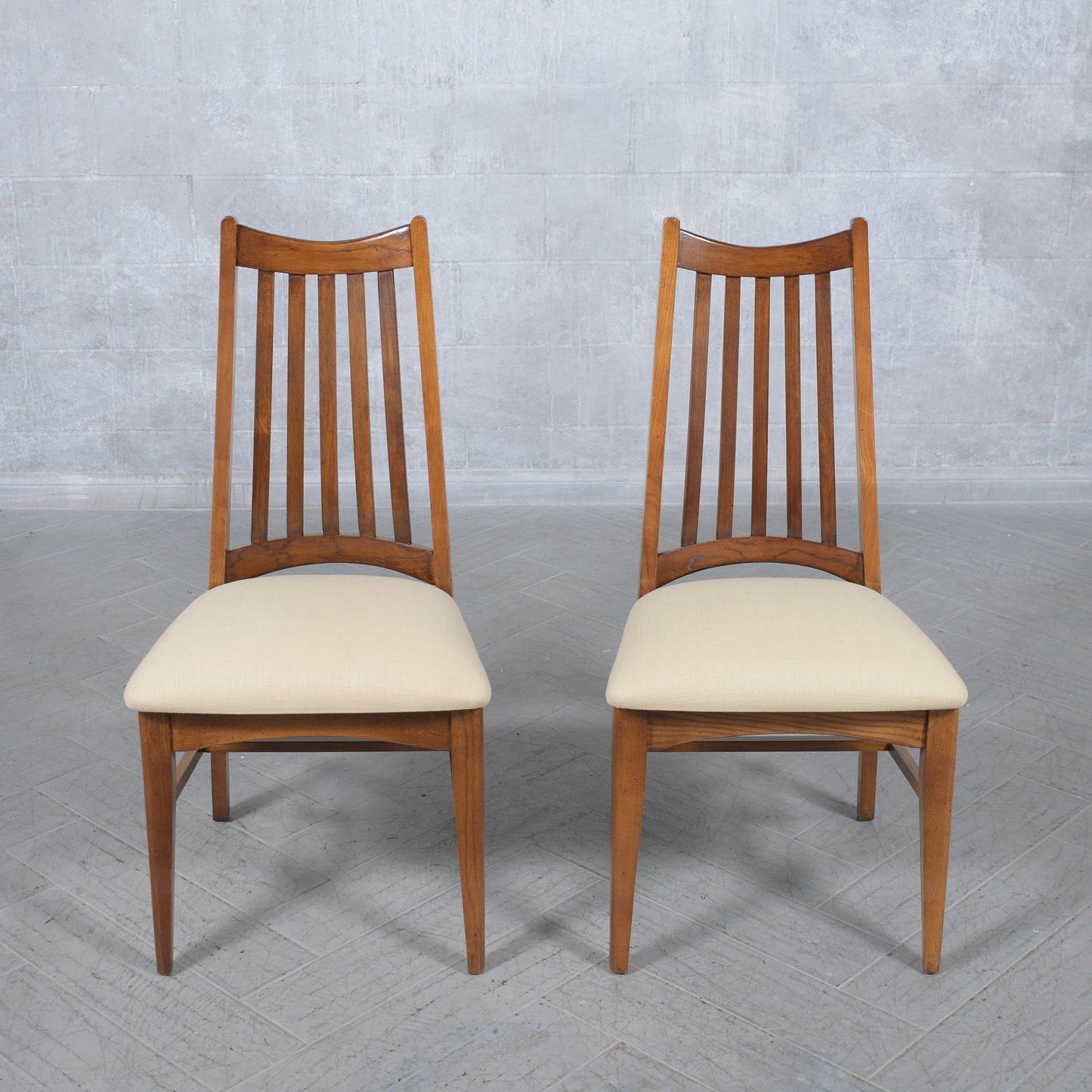 Revitalized Set of Six Mid-Century Modern White Oak Dining Chairs from the 1960s