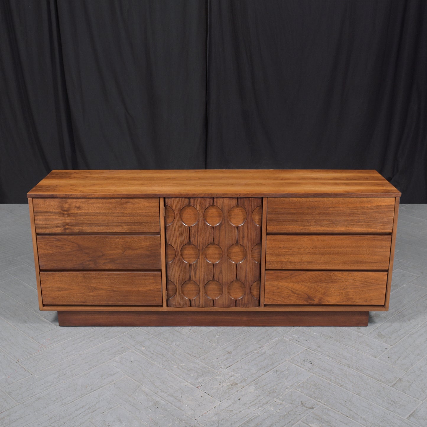 1960s Restored Mid-Century Modern Walnut Credenza with Floating Base