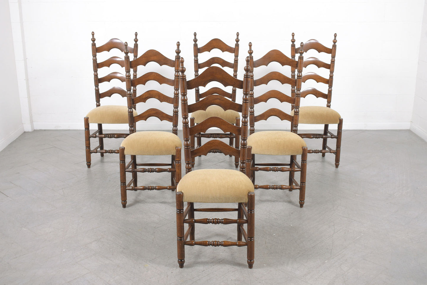 Vintage French Provincial Dining Chairs - Hand-Crafted 1900s Upholstery Set