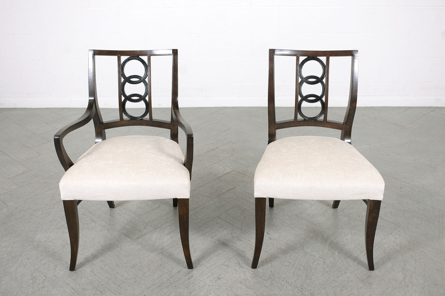 1950s Vintage Baker Walnut Dining Chairs Set of 12