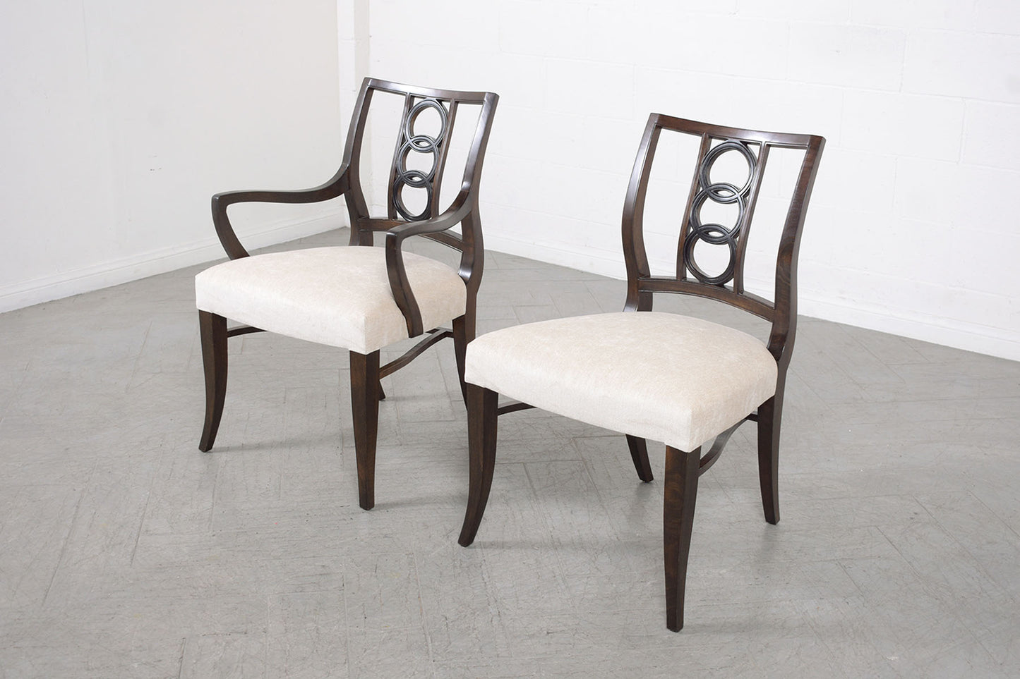 1950s Vintage Baker Walnut Dining Chairs Set of 12