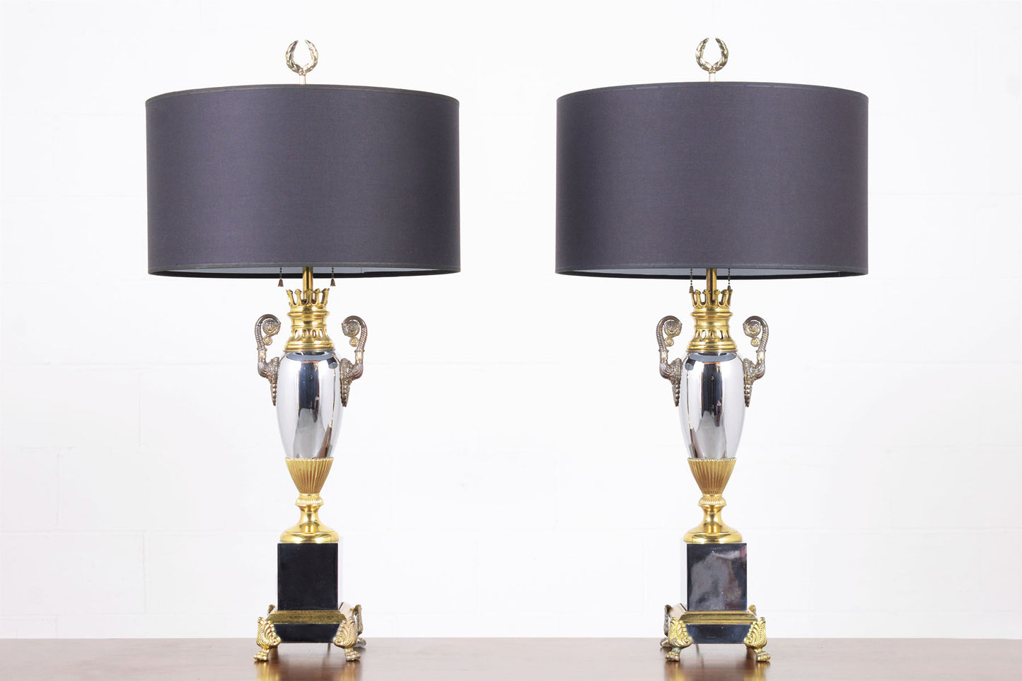 Pair of Vintage 1950s Regency Style Table Lamps