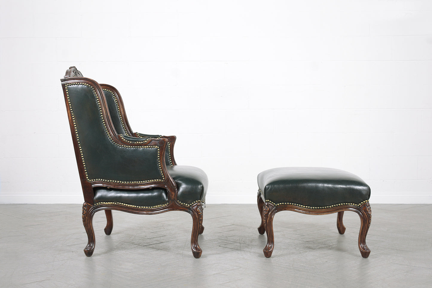 Wingback Leather Chair and Ottoman
