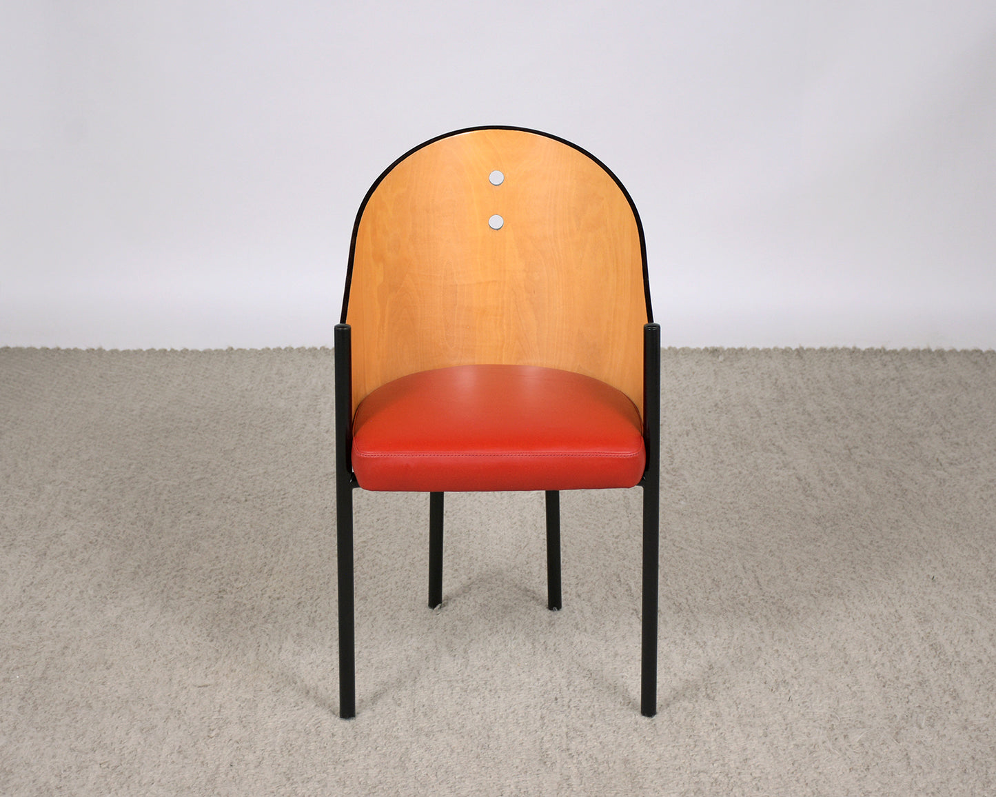 Set of 8 Vintage Mid-Century Dining Chairs: Timeless Elegance in Red Leather