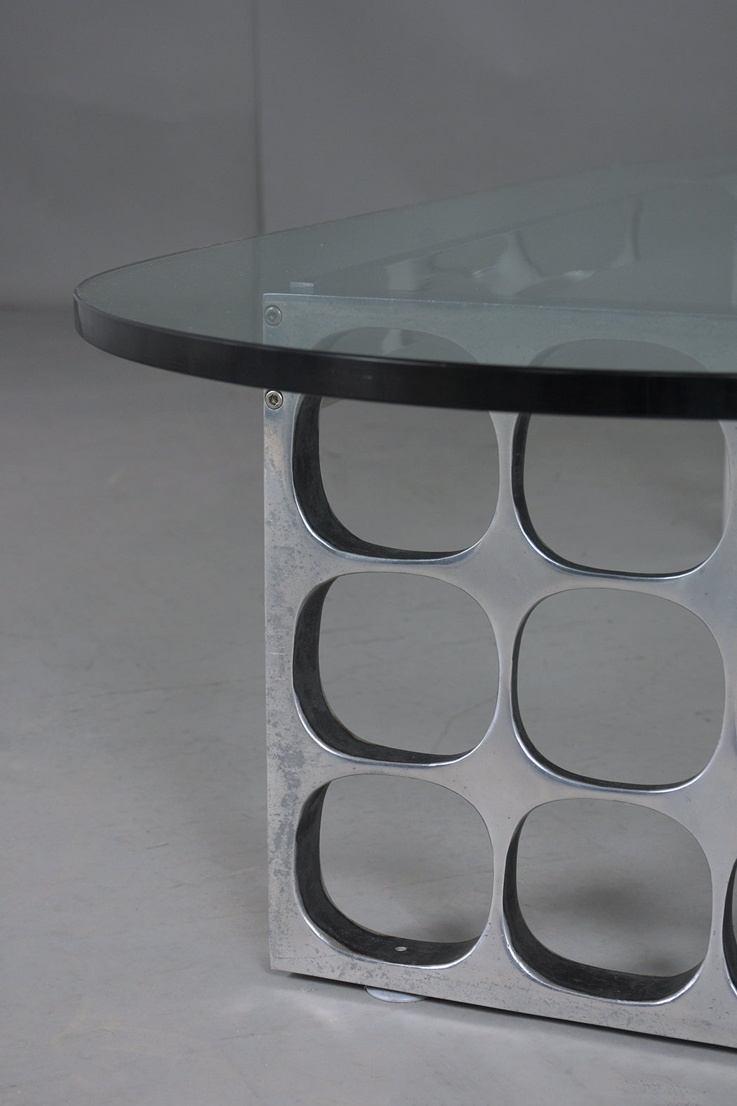 Mid-Century Modern Aluminum Glass Cocktail Table