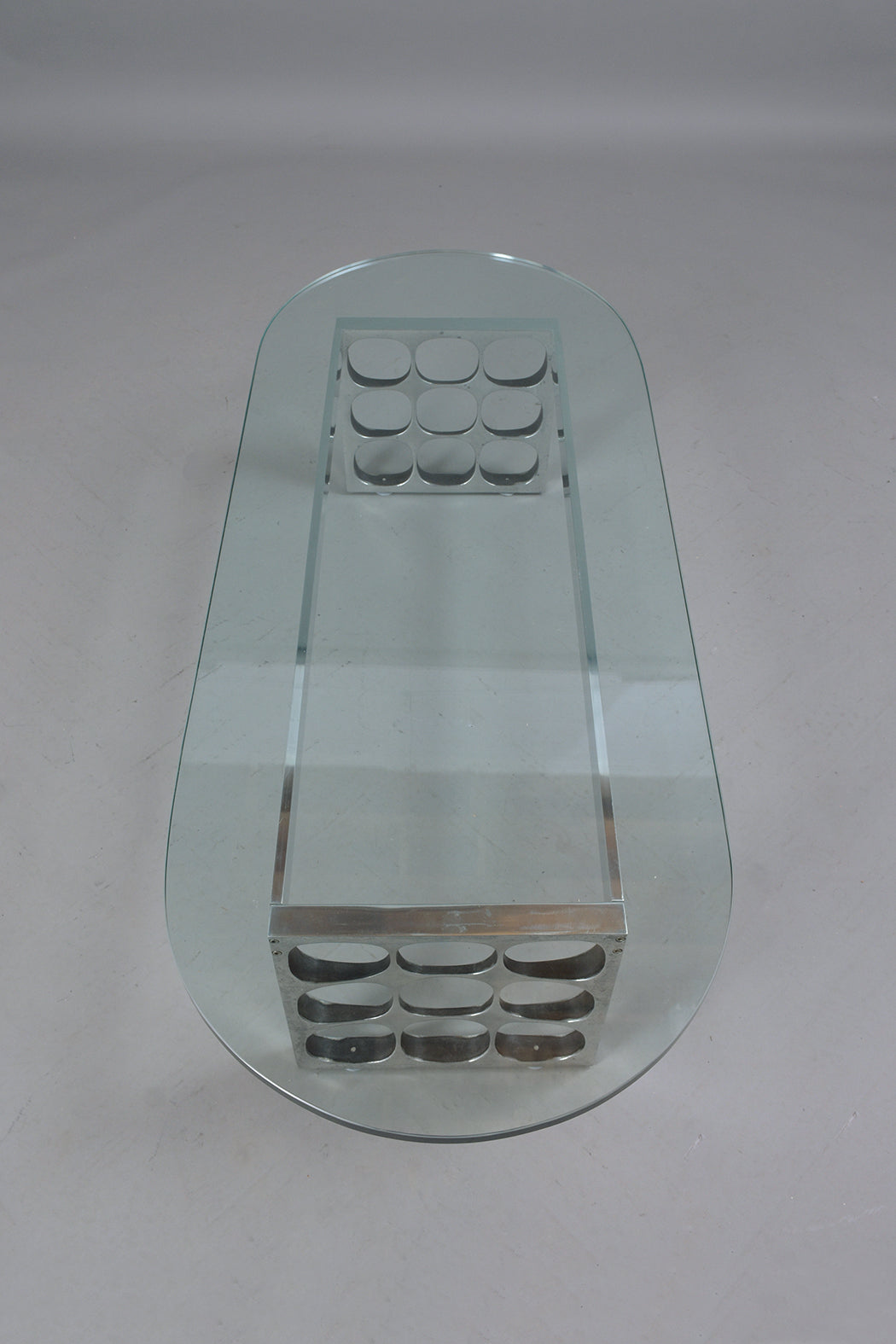 Mid-Century Modern Aluminum Glass Cocktail Table