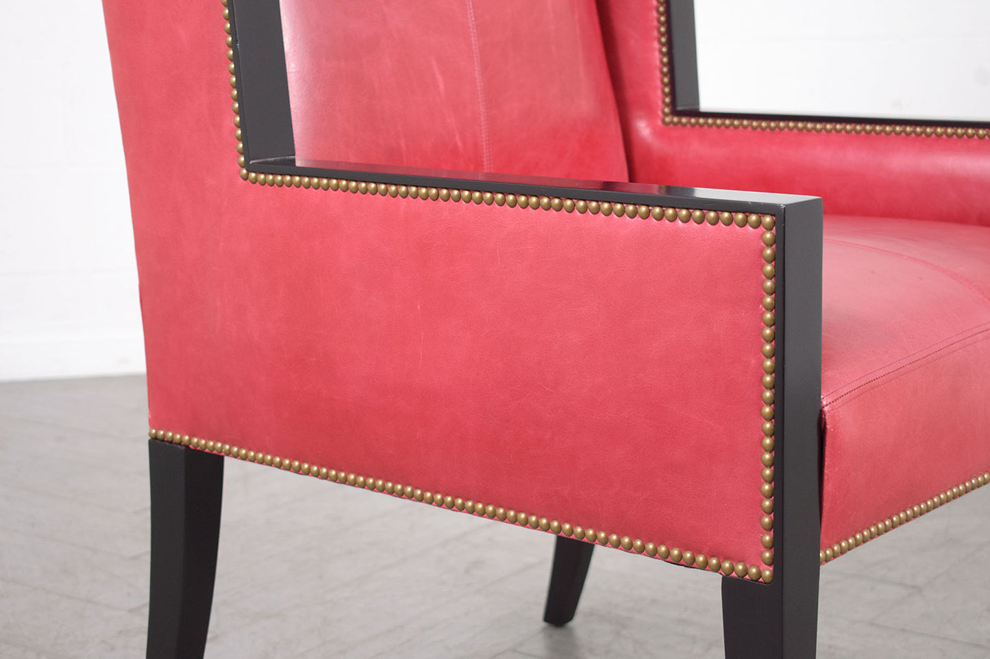 Restored Vintage Modern Red Leather Lounge Chair