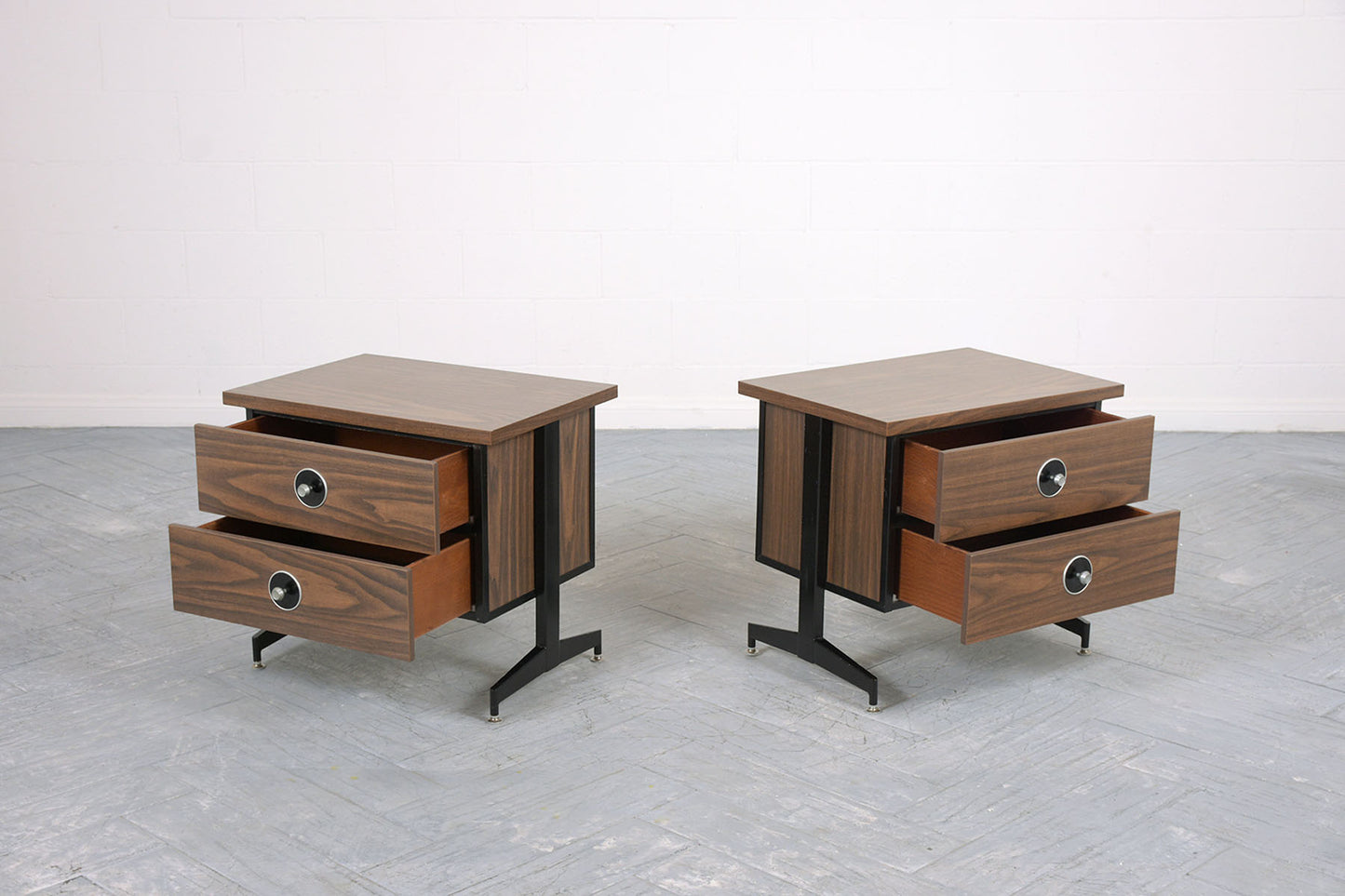 Pair of Two Drawer Mid-Century Modern Nighstands