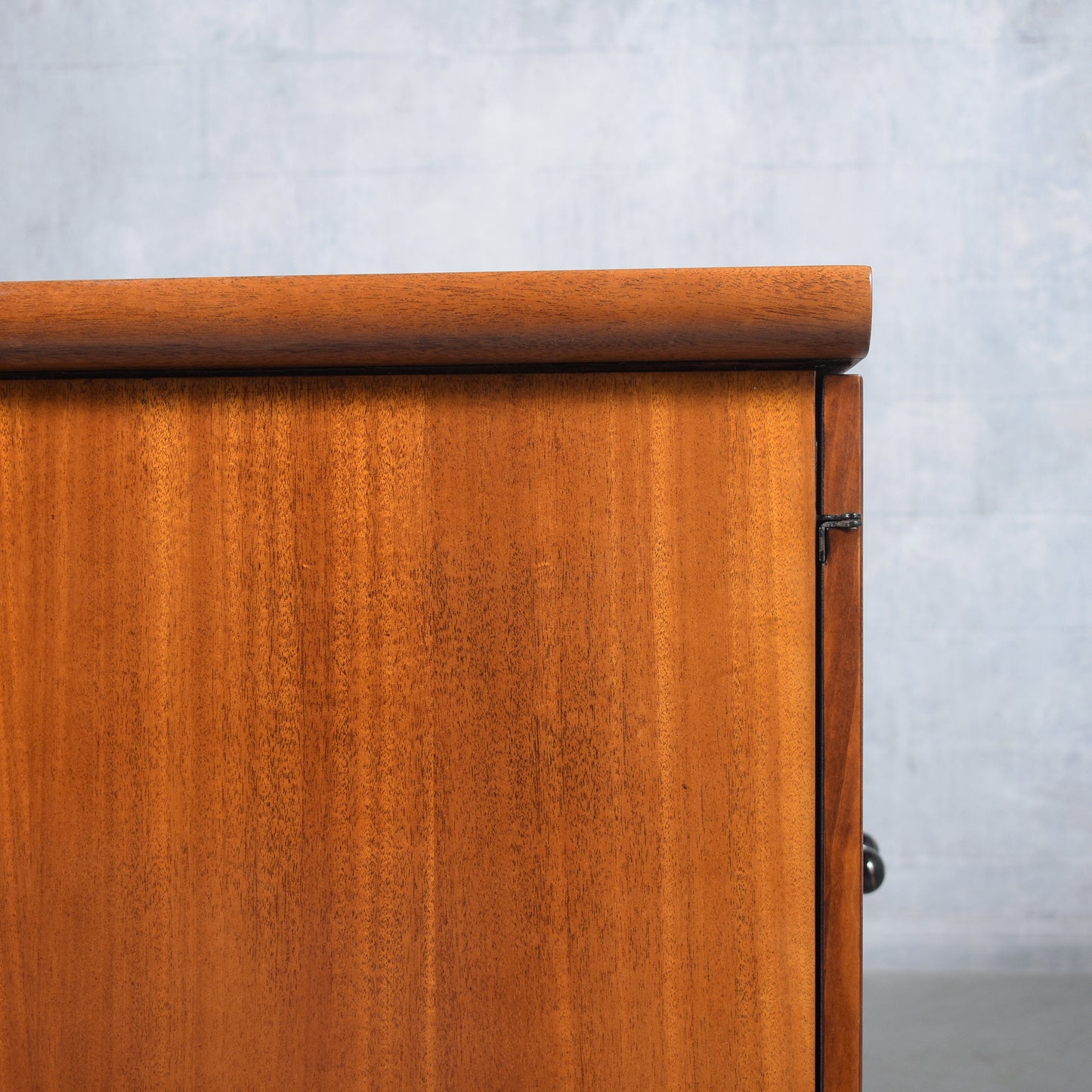 Restored Vintage Mid-Century Wood Cabinet with Burl Door Details