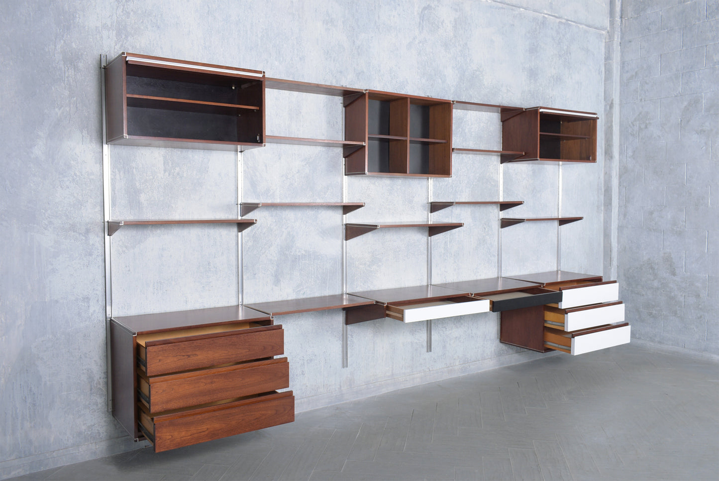 1960s Danish Modern Mahogany Bookshelf: Restored Mid-Century Wall Unit