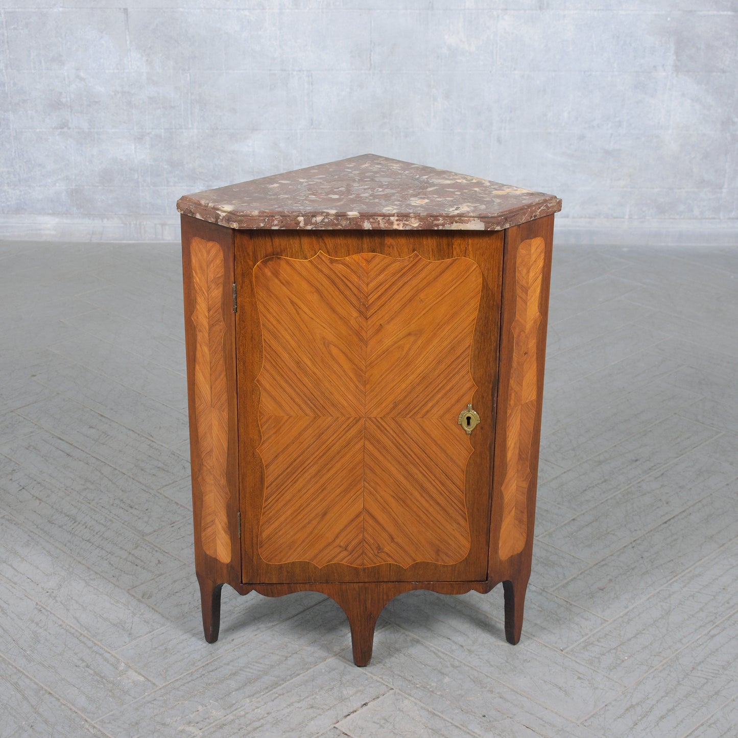 Late 18th-Century French Corner Cabinets with Marble Tops: Restored Elegance
