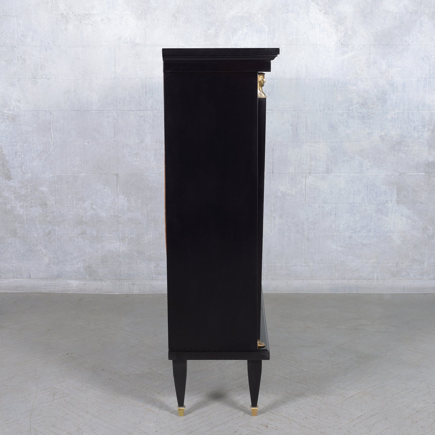 French Ebonized and Lacquer Finished Double Door Vitrine