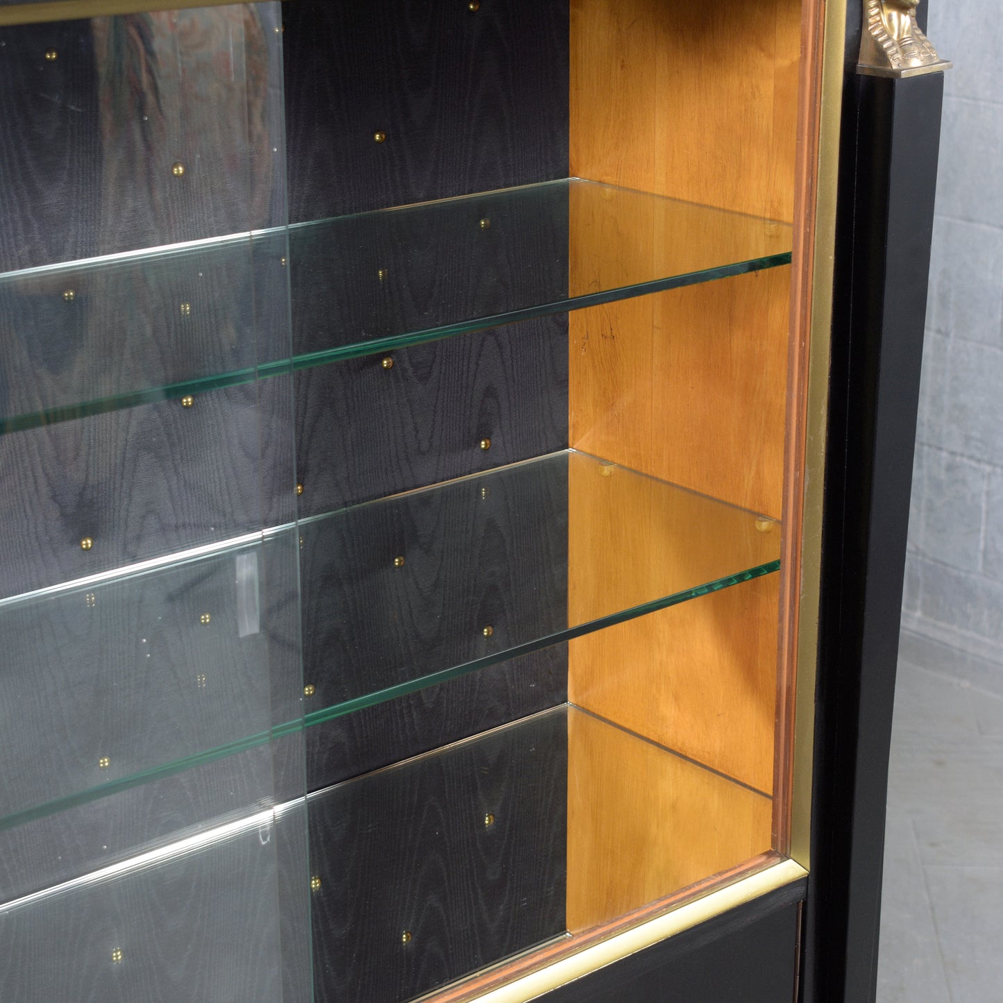 French Ebonized and Lacquer Finished Double Door Vitrine