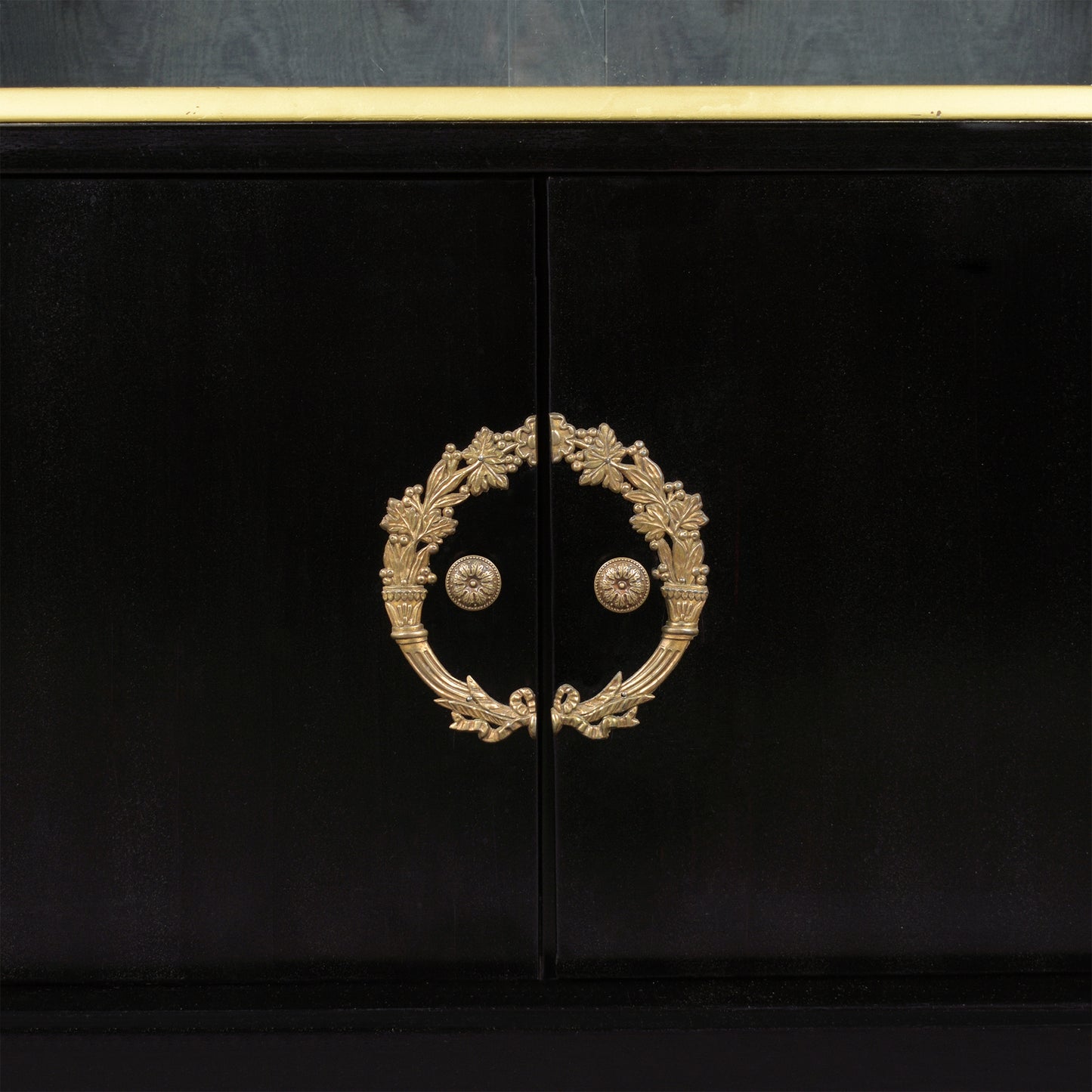 French Ebonized and Lacquer Finished Double Door Vitrine