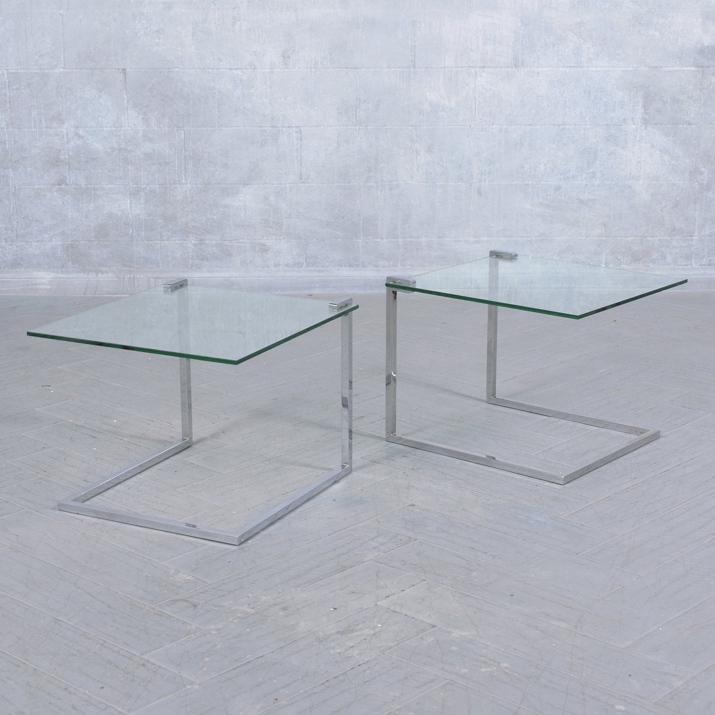 Vintage Mid-Century Chrome & Glass End Tables