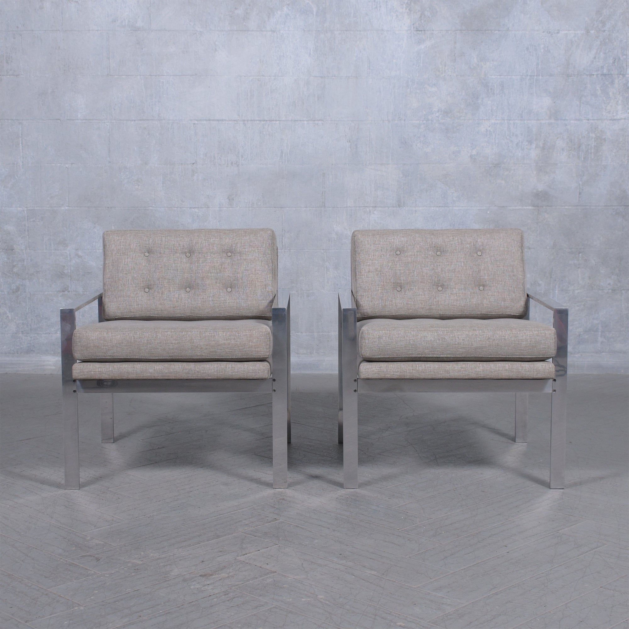 Restored Milo Baughman Aluminum Lounge Chairs: Mid-Century Modern Elegance