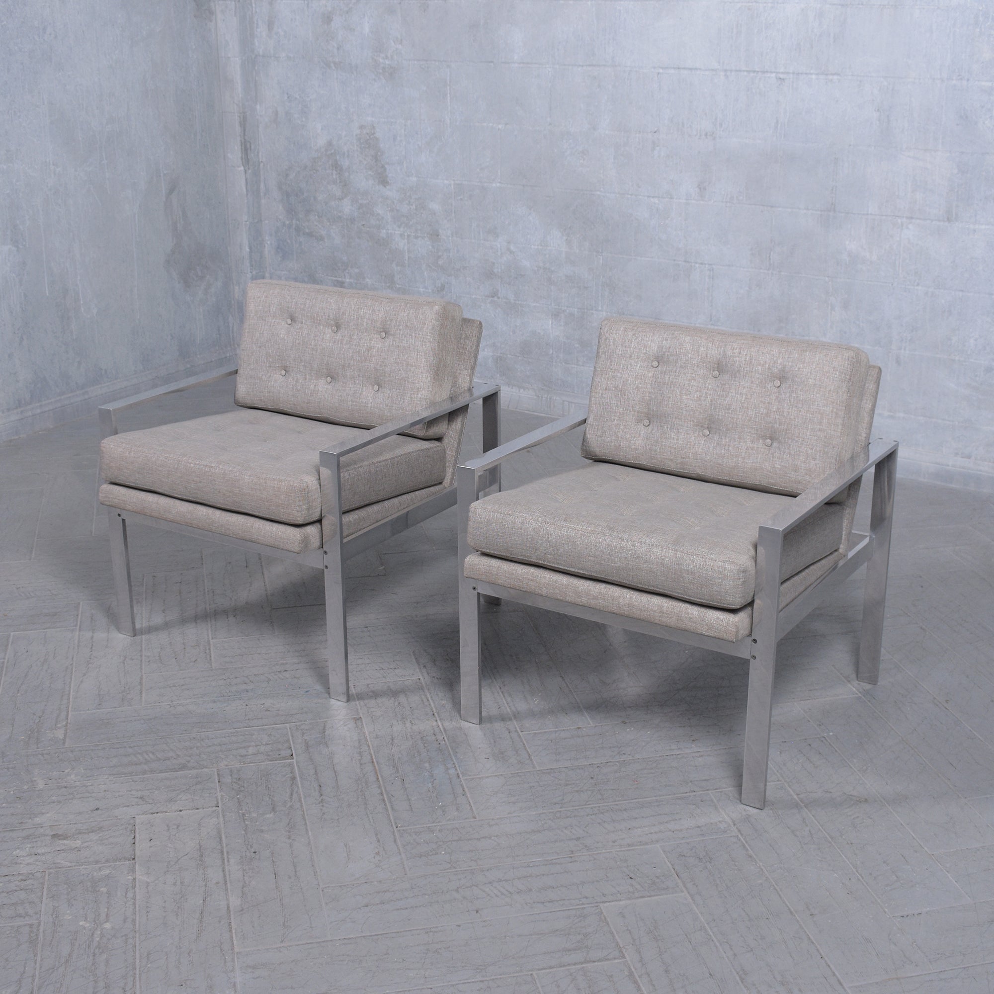 Restored Milo Baughman Aluminum Lounge Chairs: Mid-Century Modern Elegance