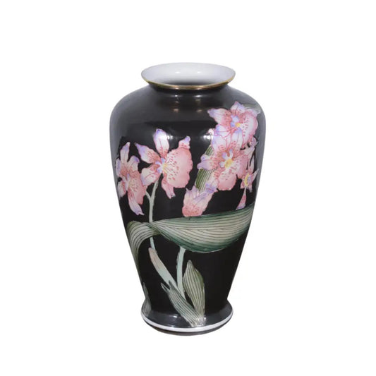 Vintage Porcelain Vase with Floral Pattern & Glazed Finish: Elegant Décor Accent