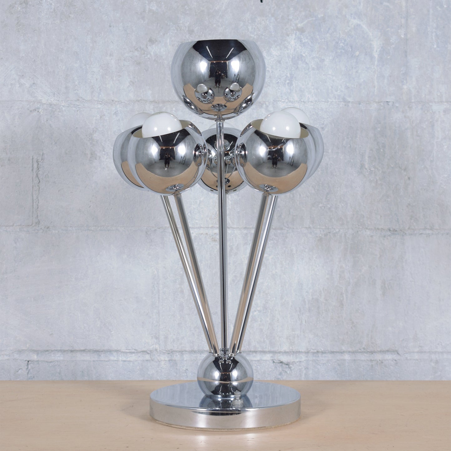 1960s Mid-Century Modern Chrome Table Lamp: Space Age Design Restored