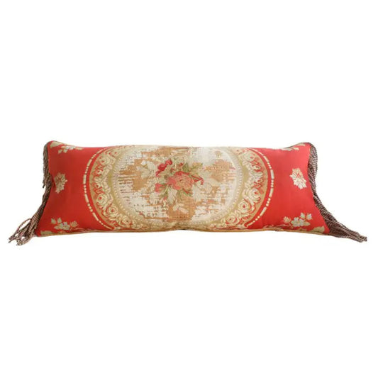 Neoclassical-Style Tapestry Pillow with Floral Design