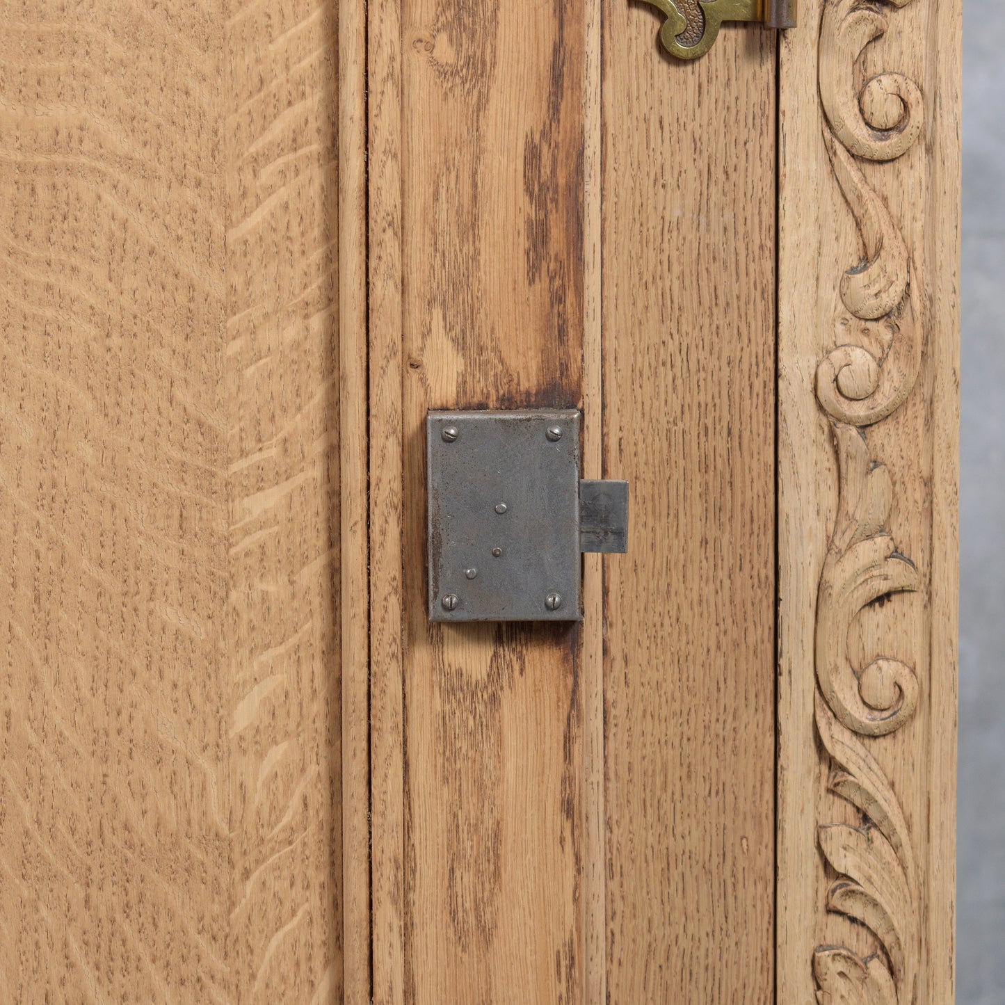 Antique French Oak Buffet with Bleached Finish and Carved Details