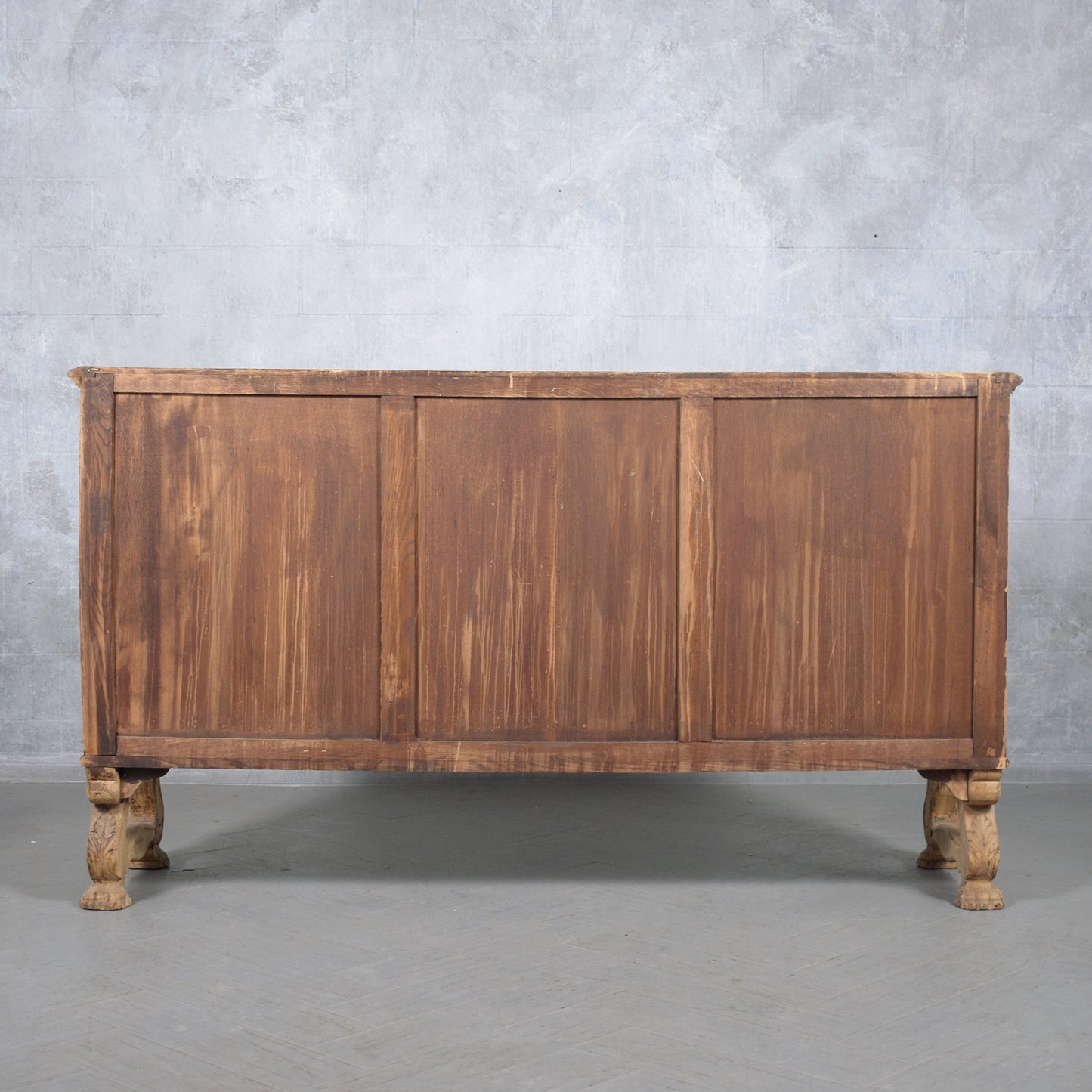 Antique French Oak Buffet with Bleached Finish and Carved Details