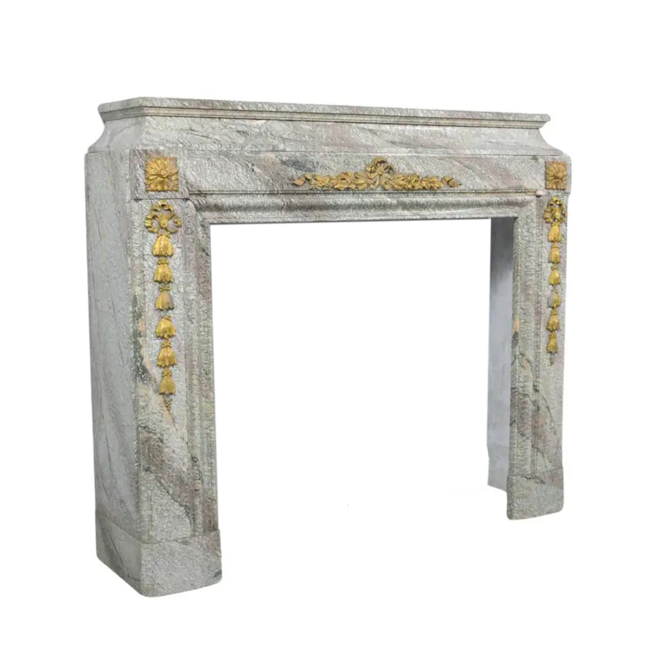 19th Century French Marble & Brass Fireplace: Restored Elegance for Your Home