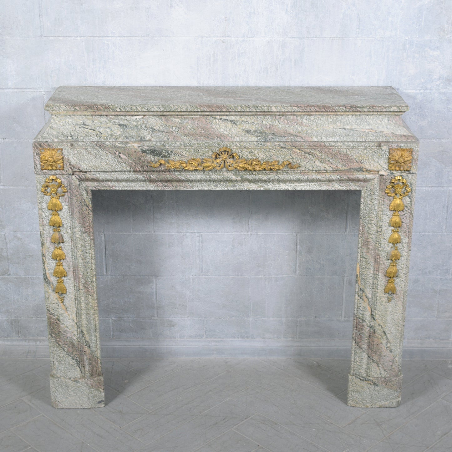 19th Century French Marble & Brass Fireplace: Restored Elegance for Your Home
