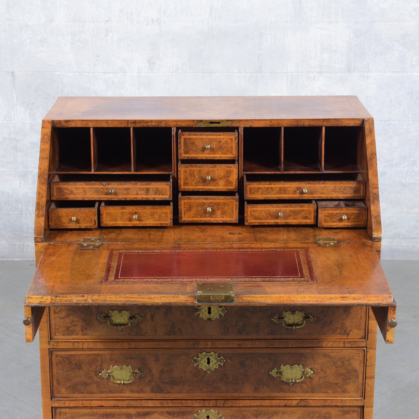 1860s English George III Drop Front Desk with Original Walnut Finish