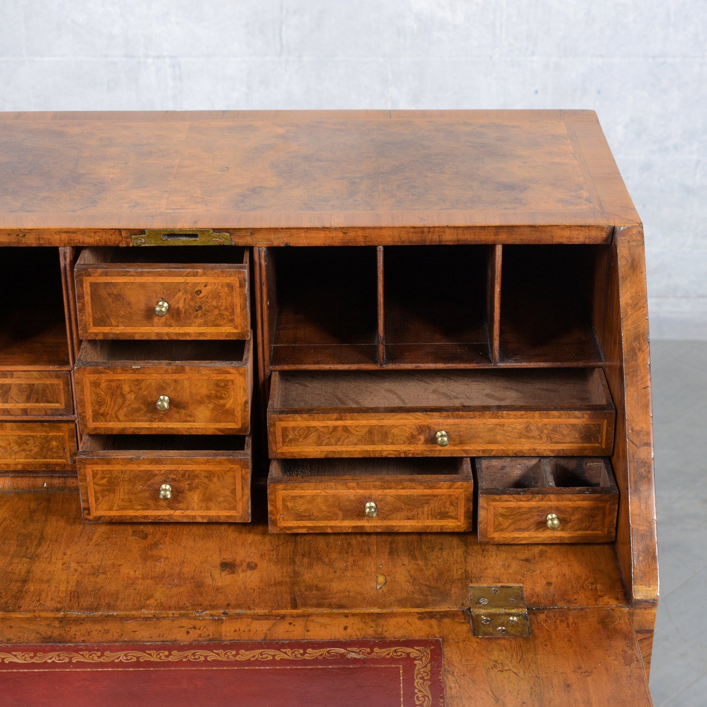 1860s English George III Drop Front Desk with Original Walnut Finish