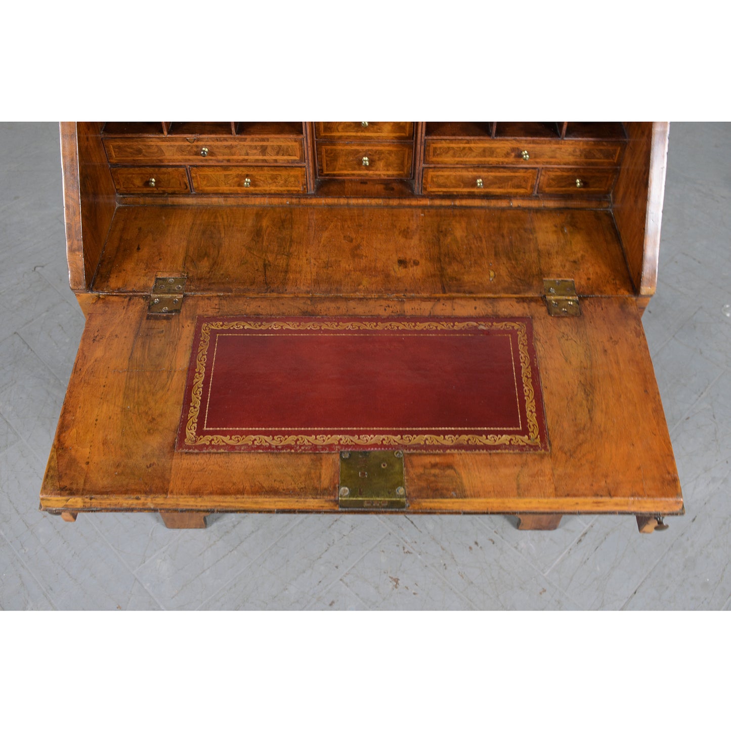 1860s English George III Drop Front Desk with Original Walnut Finish