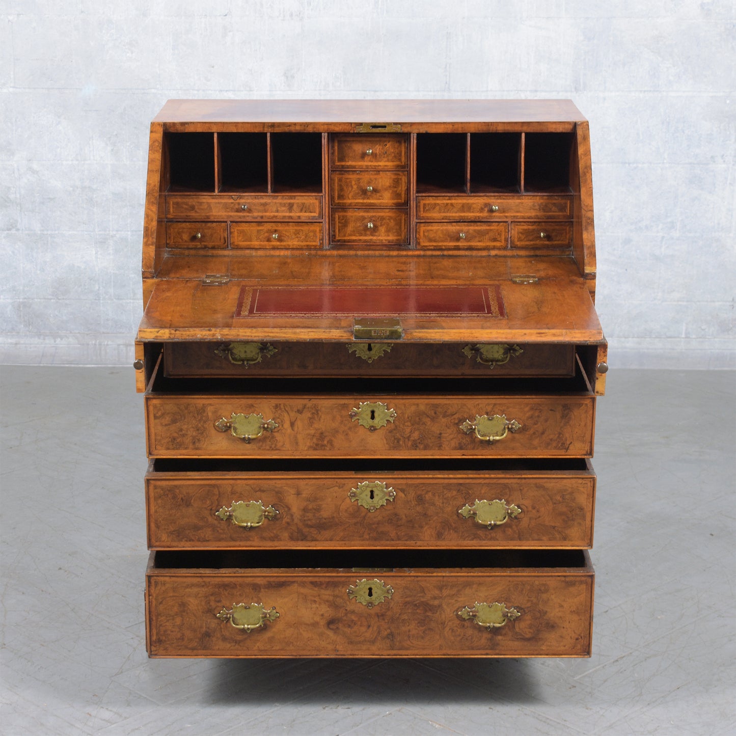 1860s English George III Drop Front Desk with Original Walnut Finish