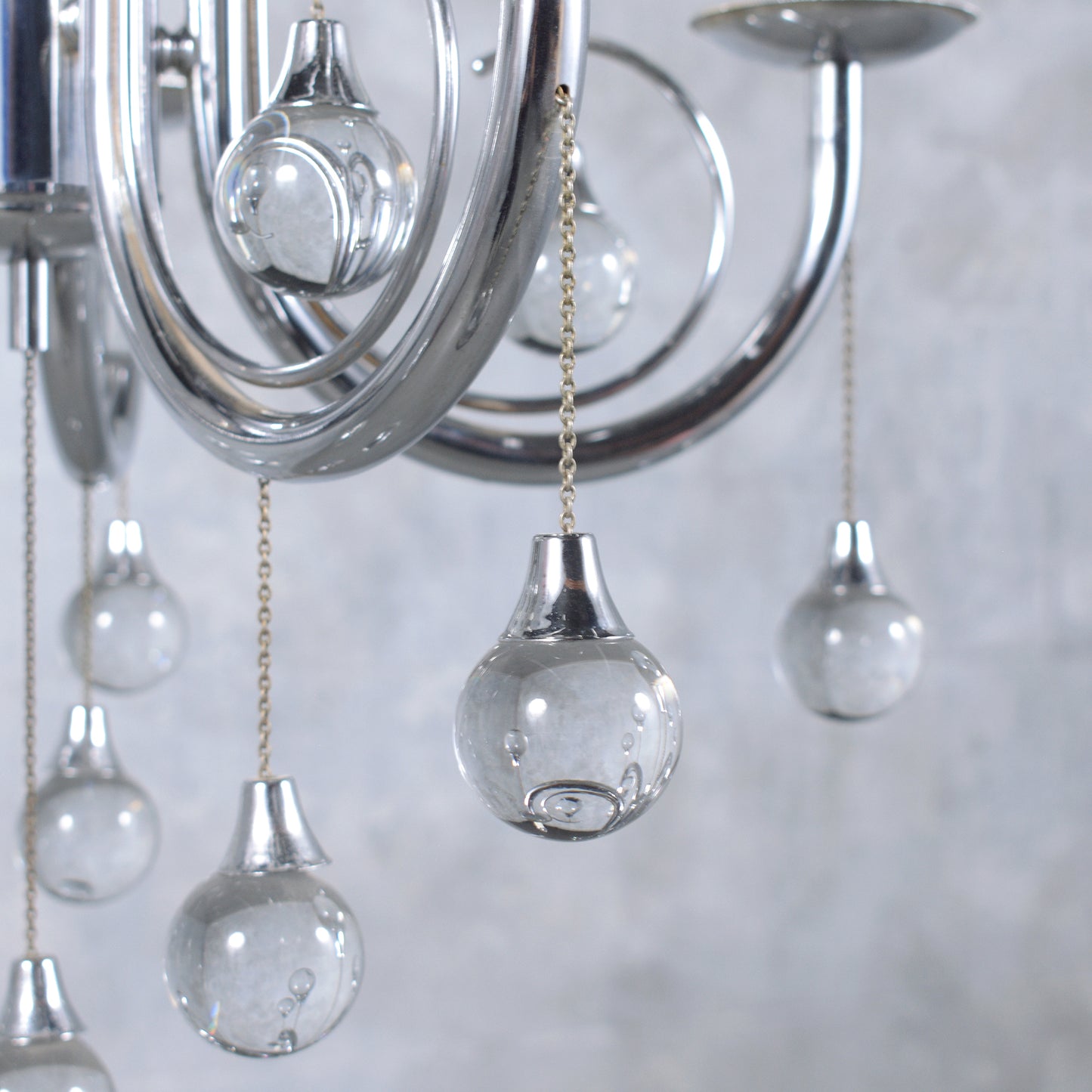 1960s Modern Chandelier: A Masterpiece in Chrome and Glass