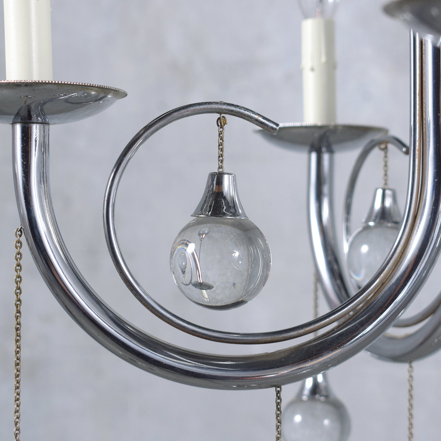 1960s Modern Chandelier: A Masterpiece in Chrome and Glass