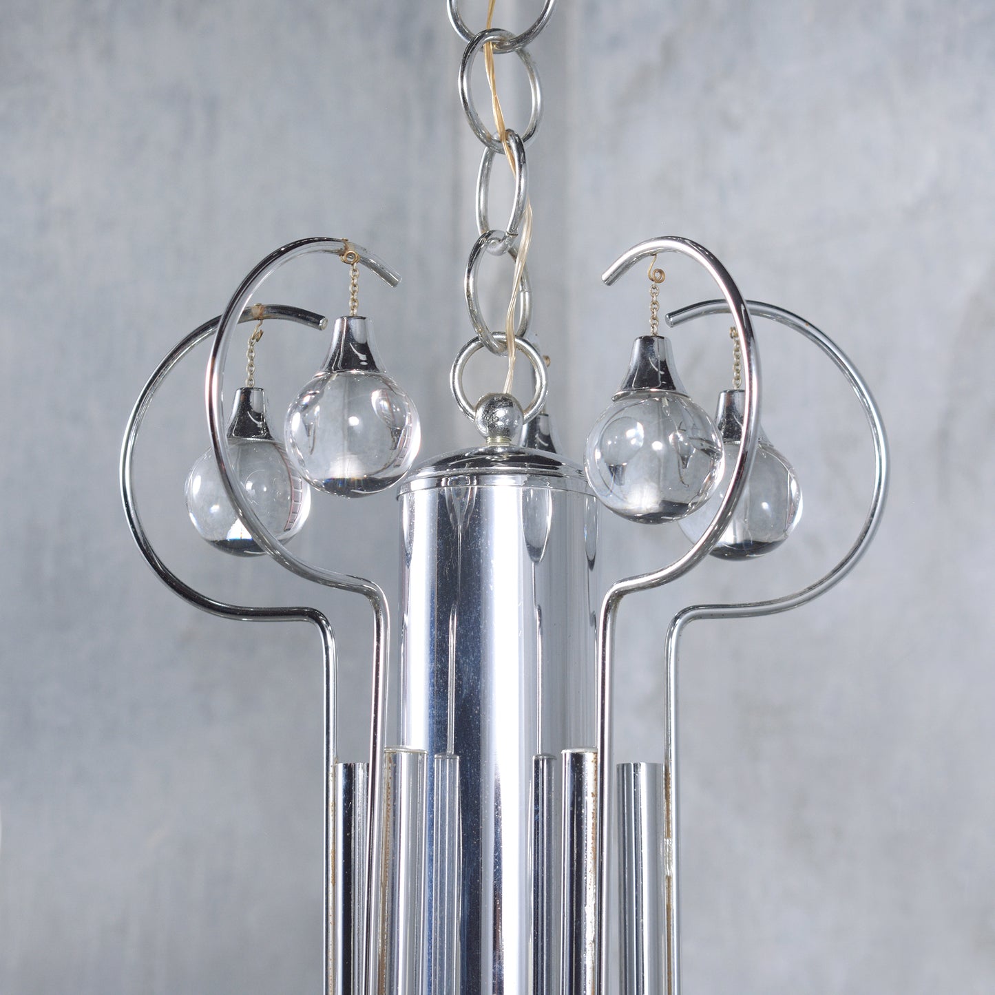 1960s Modern Chandelier: A Masterpiece in Chrome and Glass