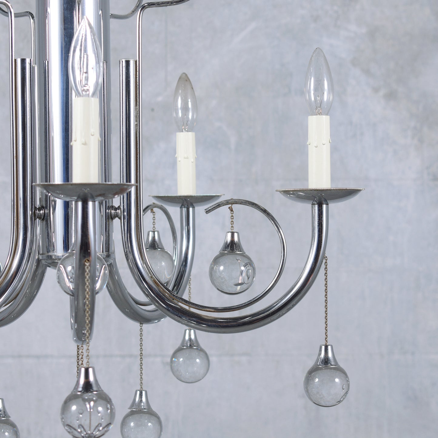 1960s Modern Chandelier: A Masterpiece in Chrome and Glass