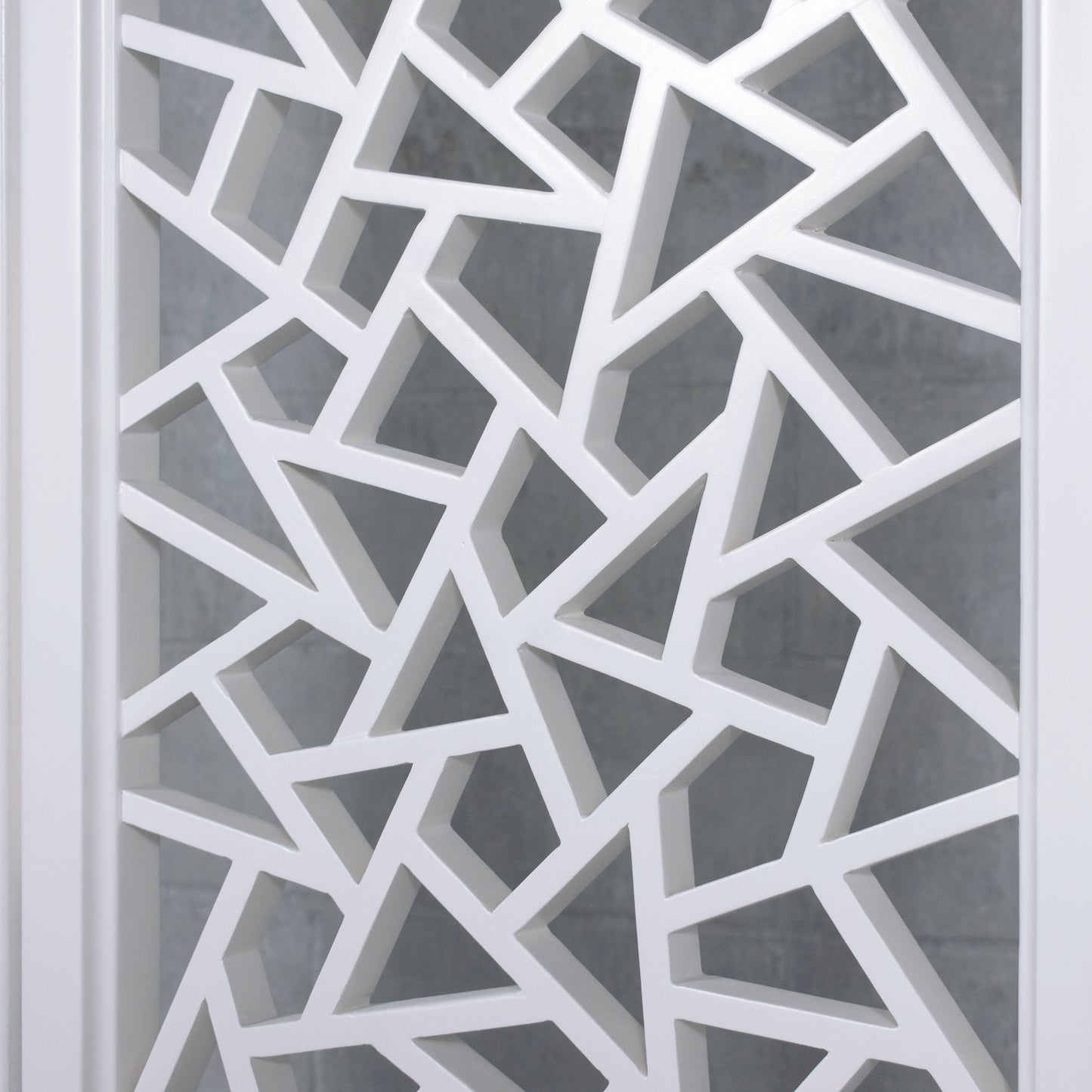Vintage Solid Wood Room Divider with Carved Design - Elegant Off-White Six-Panel