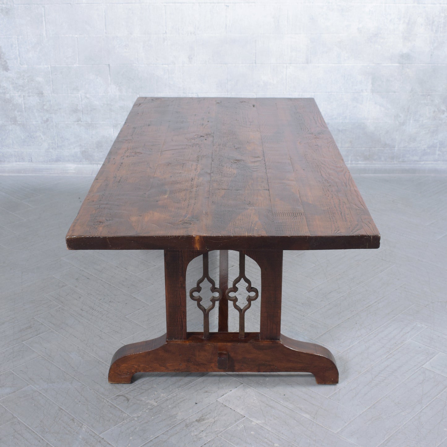 Vintage Solid Wood Dining Table: Handcrafted Elegance with Modern Design Accents