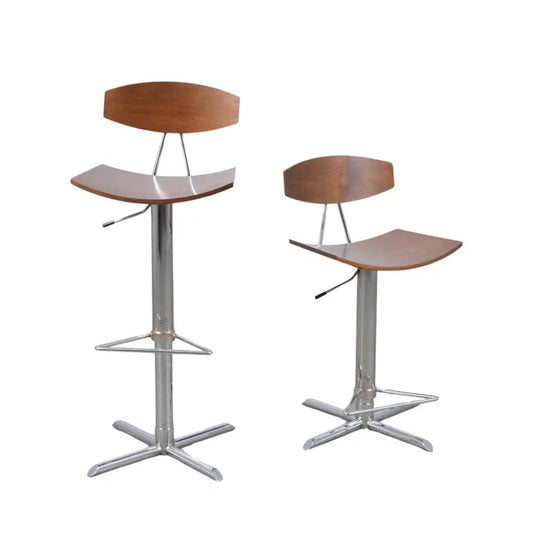 Vintage Modern Swivel Adjustable Bentwood & Steel Barstools