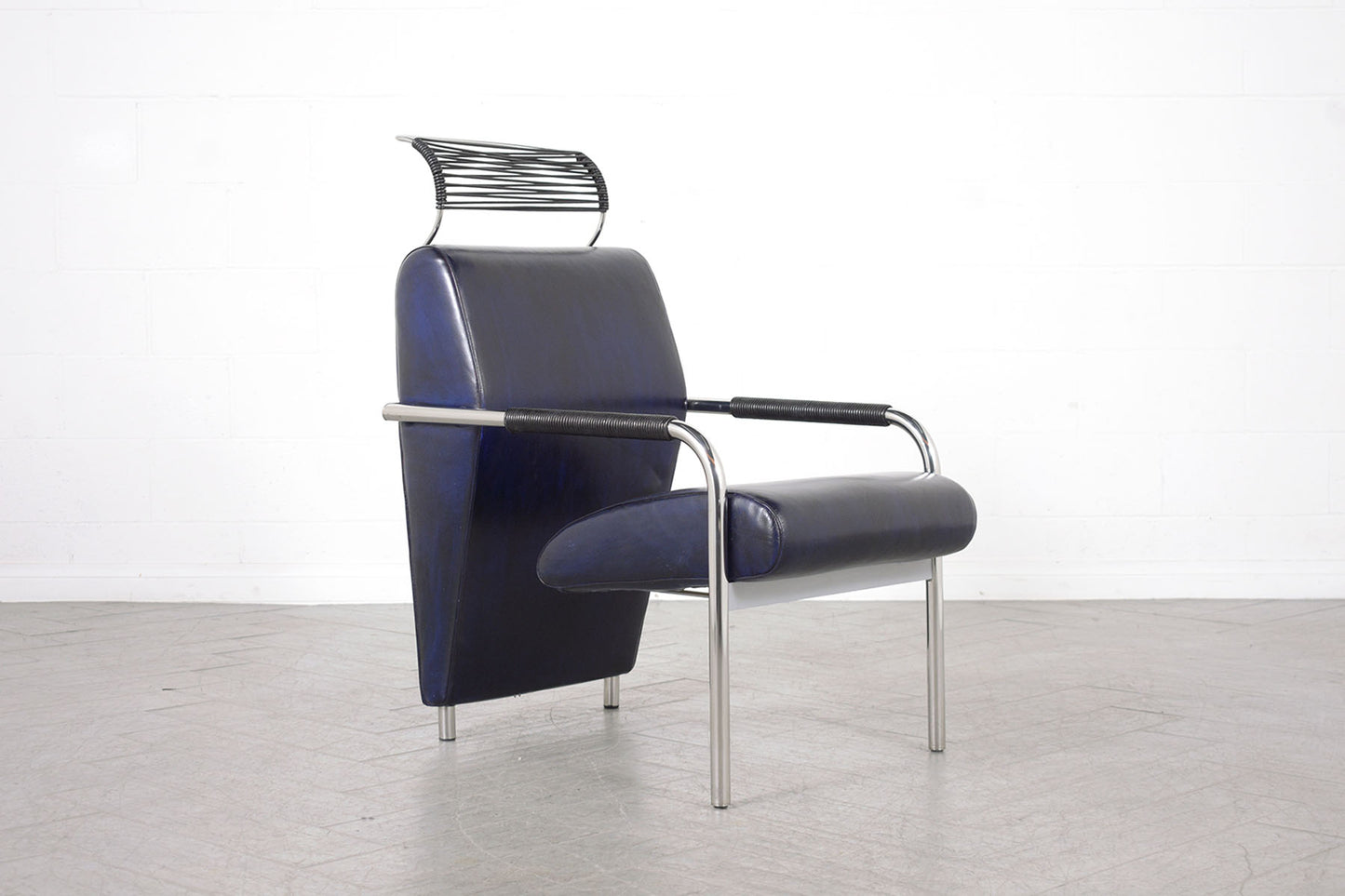 Italian Leather Lounge Chair with Ottoman Andrea Branzi