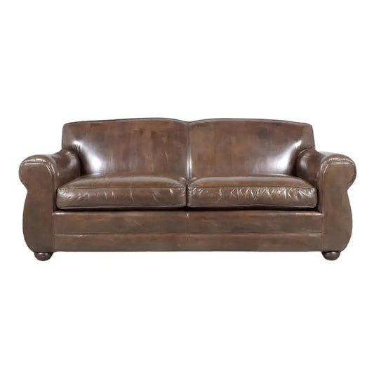 Modern Leather Club Sofa in Chocolate Brown: Elegance Redefined