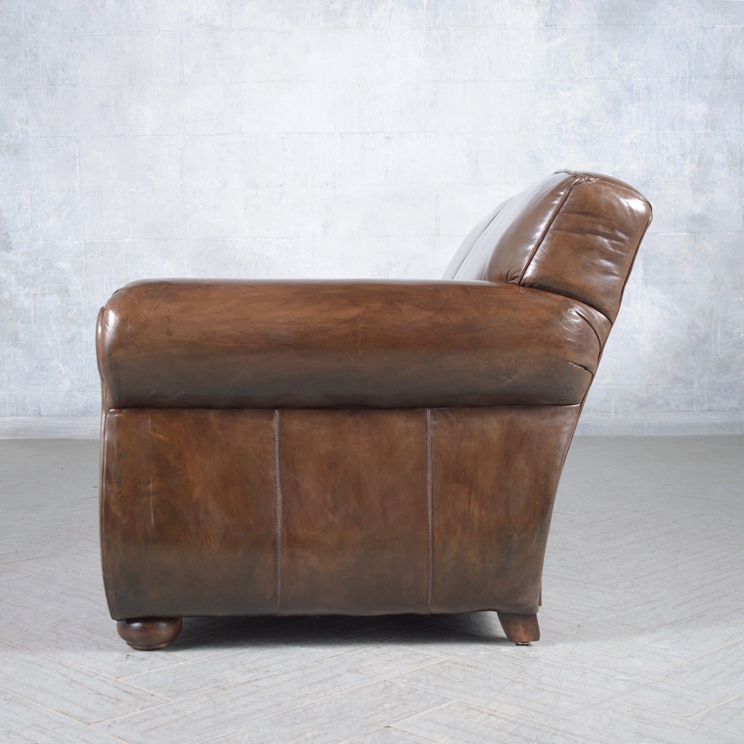 Modern Leather Club Sofa in Chocolate Brown: Elegance Redefined