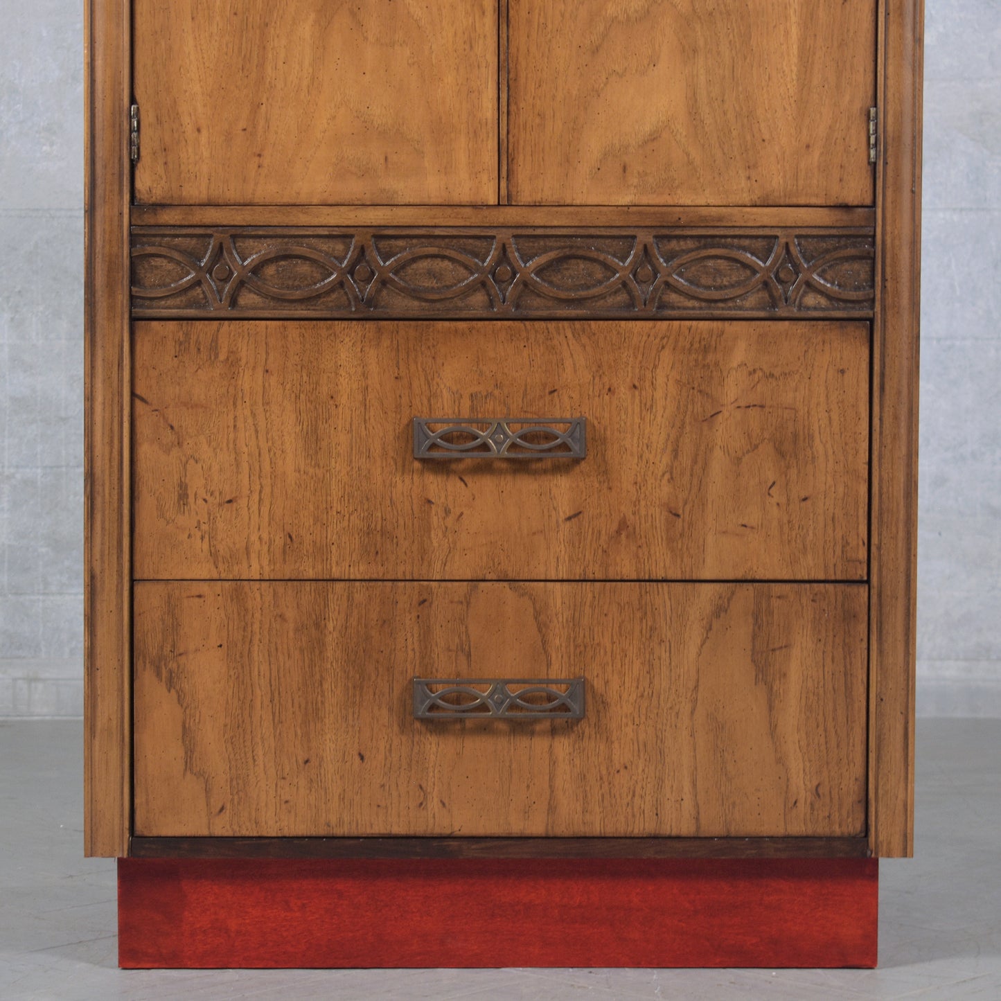 Stunning 1960s Mid-Century Modern Walnut Bachelor Chest with Sculpted Details